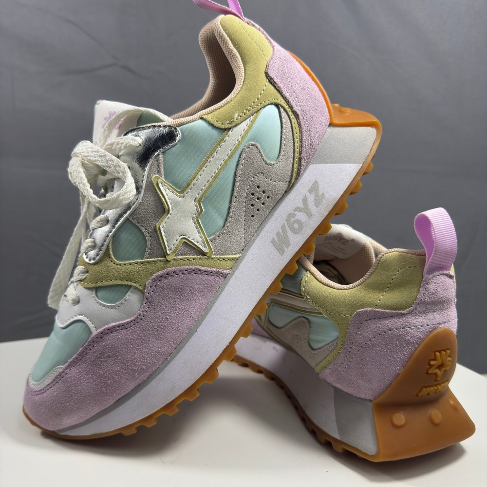 W6YZ Jet-M Sneakers Womens 7 Multi Pastel Suede Retro Running Shoes Wizz